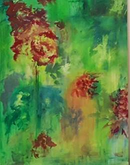 Green & Red by Joanne Leftsky acrylic abstract