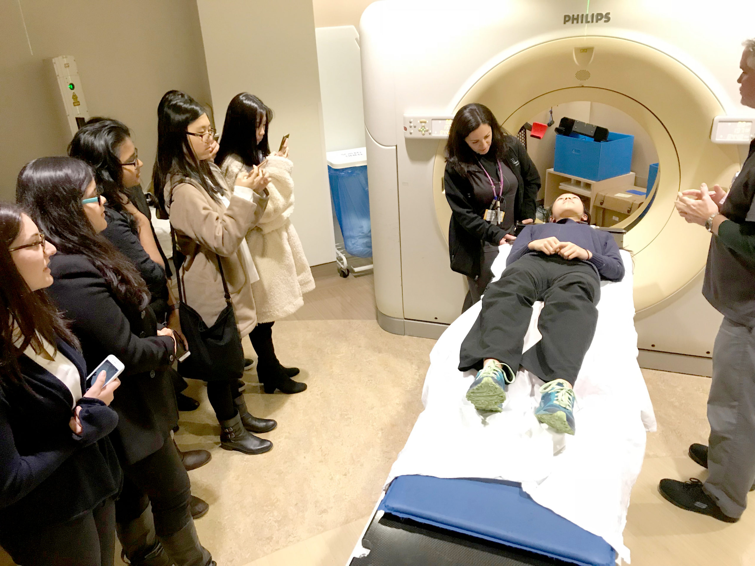 During a visit to the Northwell Health Radiology Department at LIJ, South High students learned how CT machines are used to create patient images and treatment plans. (Photo courtesy of the Great Neck Public Schools)