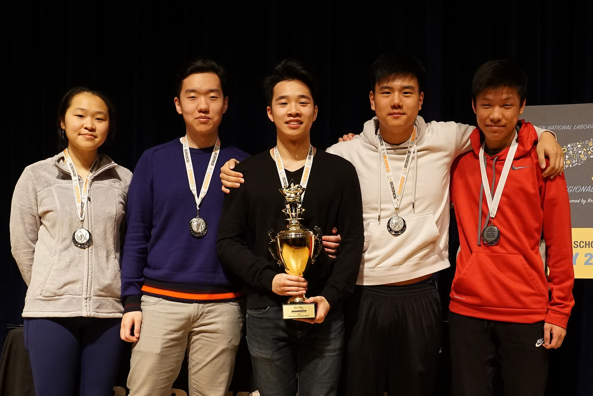 The South High team with their Regional Science Bowl trophy. (Photo courtesy of Brookhaven National Laboratory)