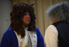 The Beast, portrayed by Dan Frankel, chastises Maurice, played by his father Van Frankel. The two have acted together in the several years since they first saw Beauty and the Beast together. (Photo by Janelle Clausen)