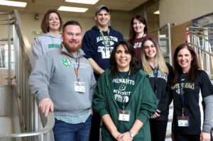 North Middle school counselors Brendan Nelson and Michele Israel, school counseling intern Jessica Iammatteo, and Guidance Department Head Tracey Segal, with Assistant Principal Jennifer Andersen, Principal Dr. Gerald Cozine, and Assistant Principal Nancy Gunning. (Photo courtesy of the Great Neck Public Schools)