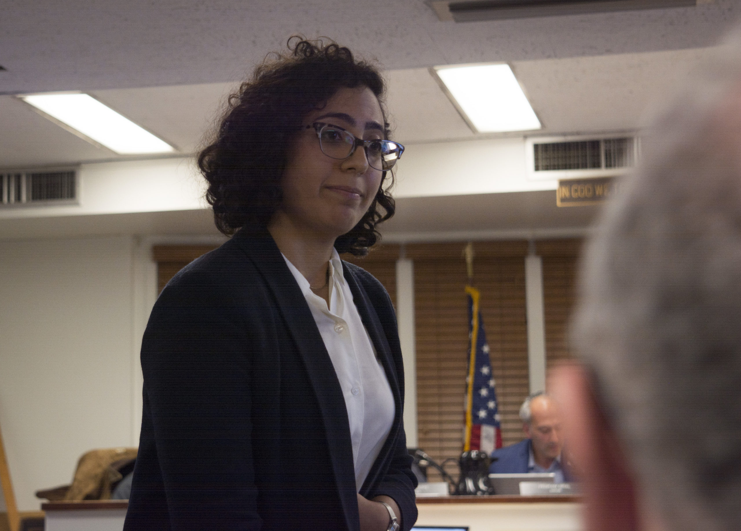 Rebecca Davoudian, a secretary for the citizens advisory committee, presented its findings to the Board of Trustees and the public. (Photo by Janelle Clausen)