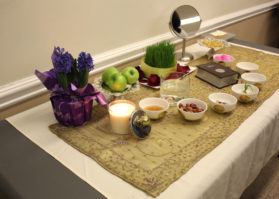 The Haft Seen, a traditional table setting, at Town Hall. (Photo courtesy of the Town of North Hempstead)