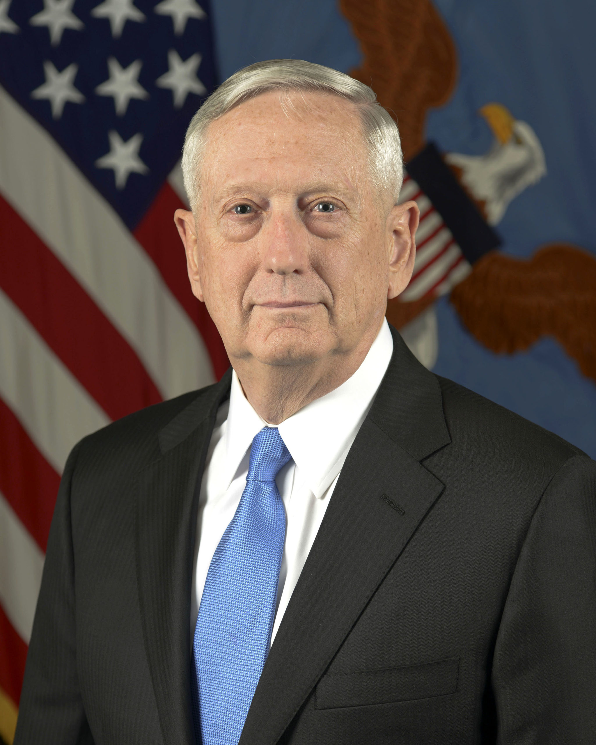 James N. Mattis, the 26th Secretary of Defense, poses for his official portrait in the Army portrait studio at the Pentagon in Arlington, Virginia, Jan 25, 2017. (U.S. Army photo by Monica King/Released)