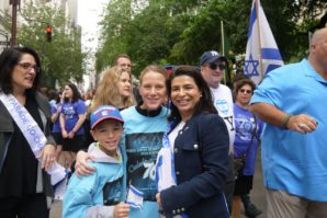 Town Councilwoman Anna Kaplan marched at this year's parade. (Photo courtesy of North Shore Hebrew Academy)