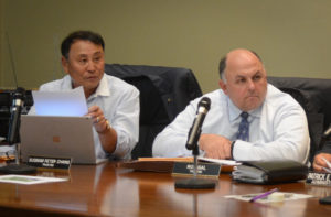 Sugnam Peter Chang and Dr. Robert Gal officially joined the village's Board of Trustees. (Photo by Janelle Clausen)