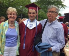 Irene Redleaf and her husband David pose with David, one of their seven grandchildren, at his graduation. (Photo courtesy of Irene Redleaf)
