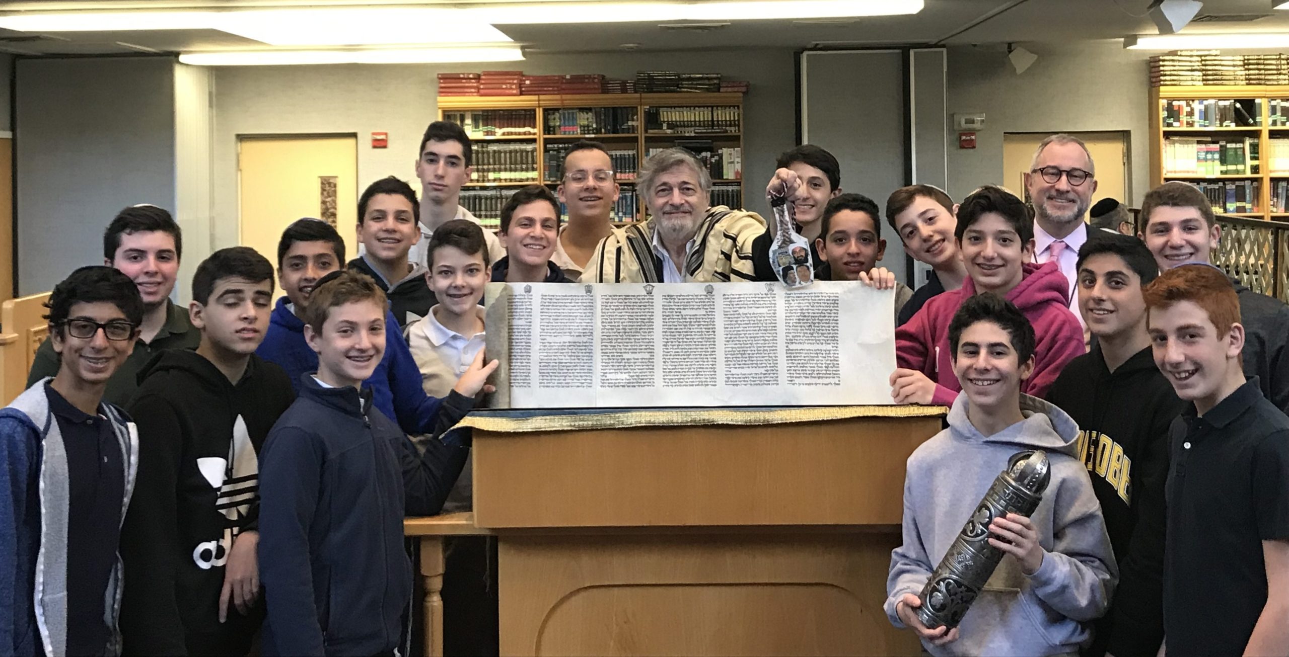 Several students from North Shore Hebrew Academy have gained the skill needed to recite the Book of Esther at Great Neck Synagogue from Paul Brody. (Photo courtesy of Paul Brody)