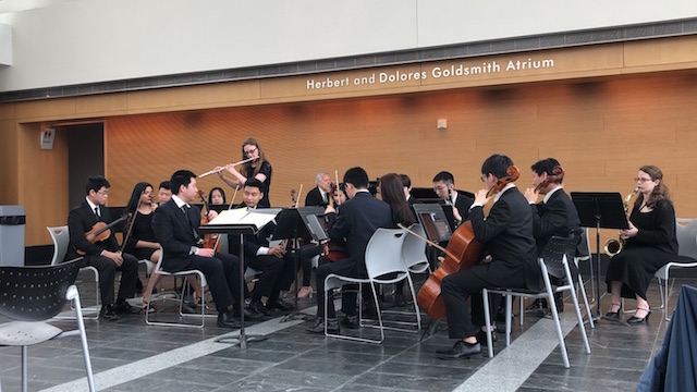 North High School Chamber Symphony Orchestra musicians performed at the Telles Center as a "warm up act" for the Czech National Orchestra. (Photo courtesy of Great Neck Public Schools)