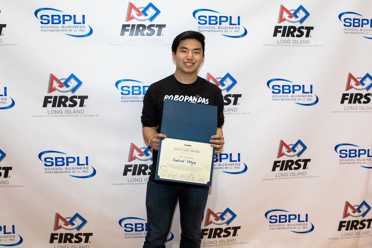 Gabriel Wong of New Hyde Park Memorial High School is recognized as a FIRST Tech Challenge Dean’s List finalist. (Photo courtesy of the Sewanhaka Central High School District)