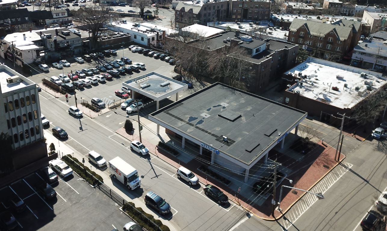 The space above Chase bank, located at 22 Grace Ave. in Great Neck Plaza, is for sale. (Photo courtesy of Cushman & Wakefield)