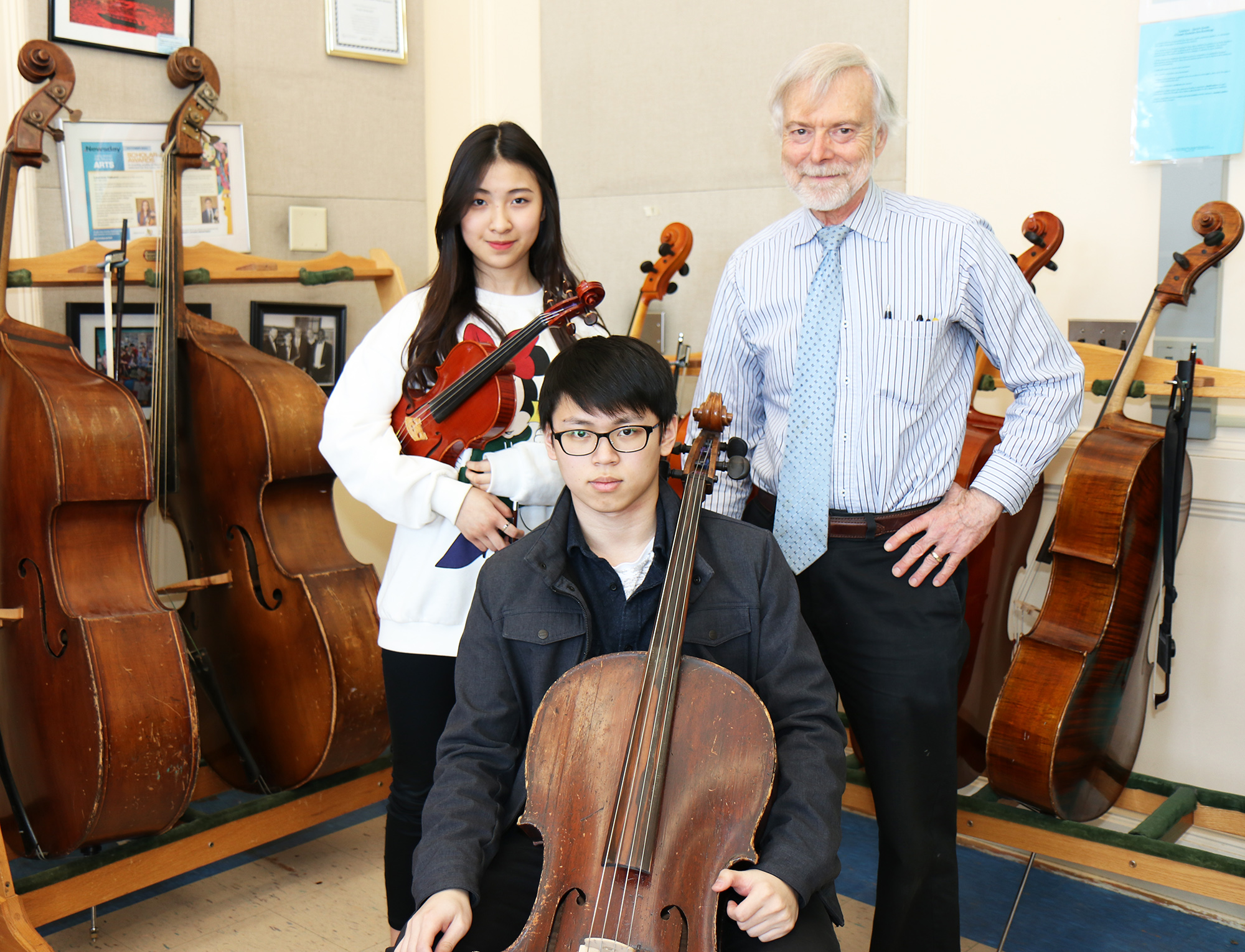 North High violinist Tiantian Emily Wei and cellist Nei-Chuan Neil Chou are among 90 high school musicians from the entire state who have been invited to attend the New York State Summer School for the Arts (NYSSSA) School of Orchestral Studies. (Photo courtesy of the Great Neck Public Schools)