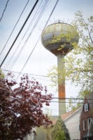 The water tower, as seen from Stratford Avenue on May 9, 2019. (Photo by Janelle Clausen)