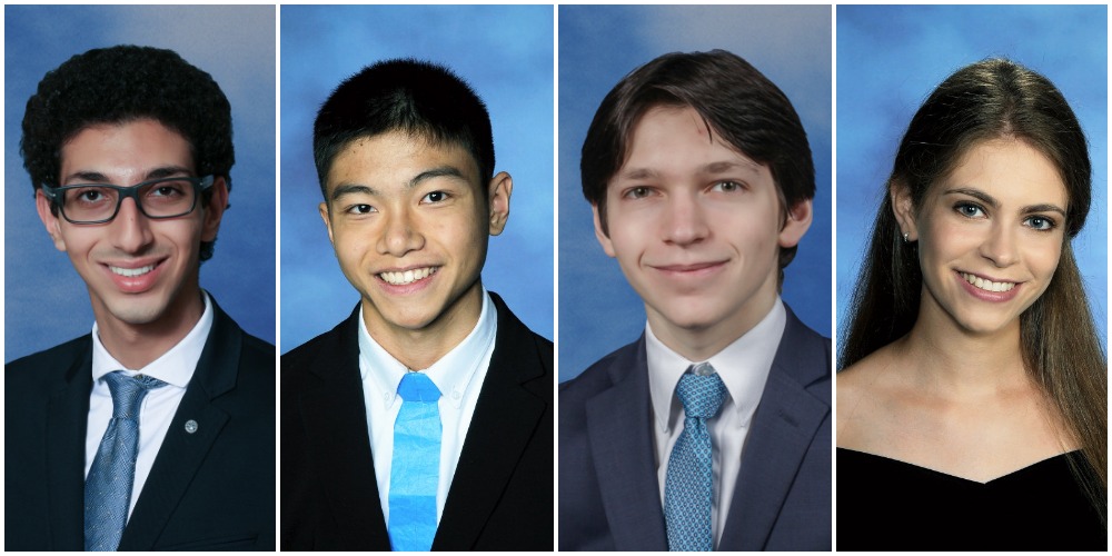 Yoel Hawa and Michael Lu are the valedictorians of Great Neck North and South High School, respectively, while Joshua Rothbaum and Chloe Metz are the salutatorians of the respective schools. (Photos courtesy of Great Neck Public Schools)