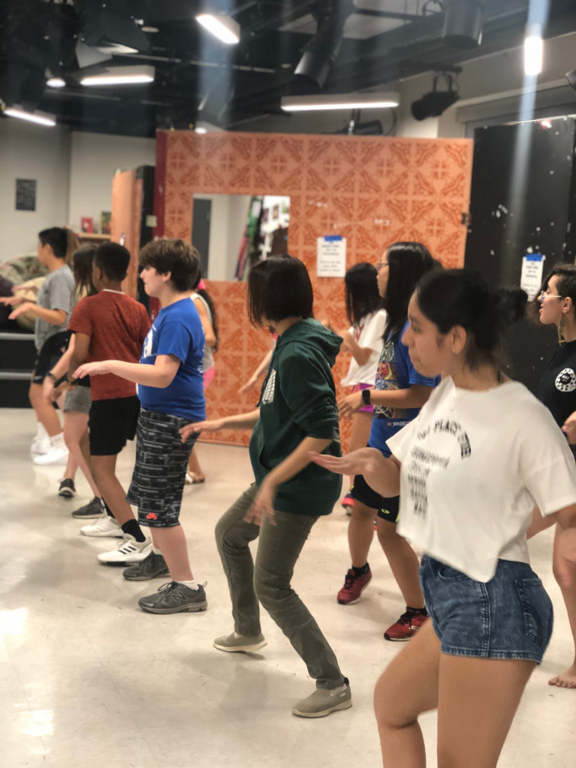 Teenage cast members rehearse a dance number for the Levels Teen Center’s summer musical, The Addams Family. (Photo by Jonelle Robinson)
