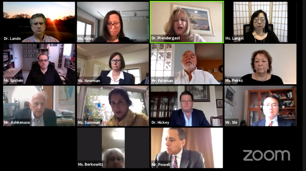 Great Neck school district administrators met remotely on Tuesday, discussing distance learning, teaching and other issues. (Screenshot by Janelle Clausen)